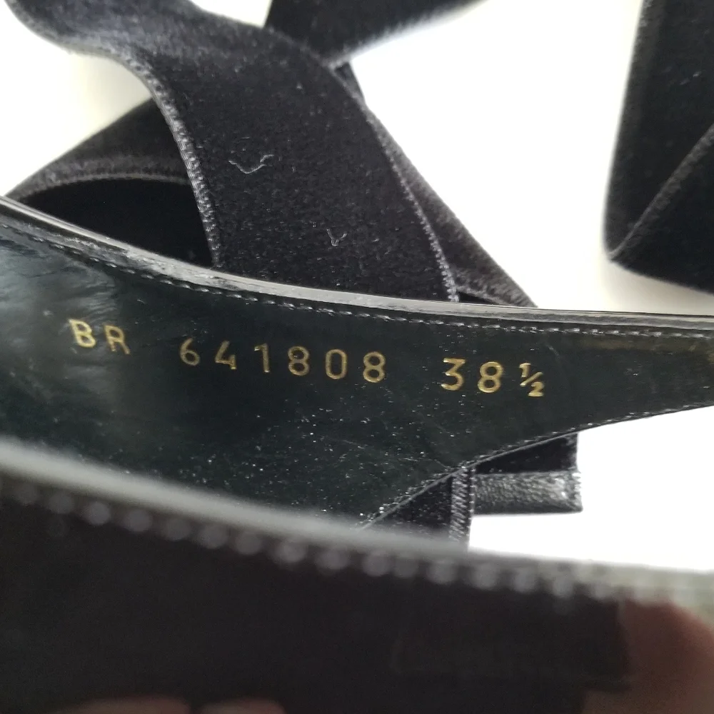 Saint Laurent Patent Leather Slingback Pointed Toe Lace Up Pumps Size 38… - Picture 9 of 12